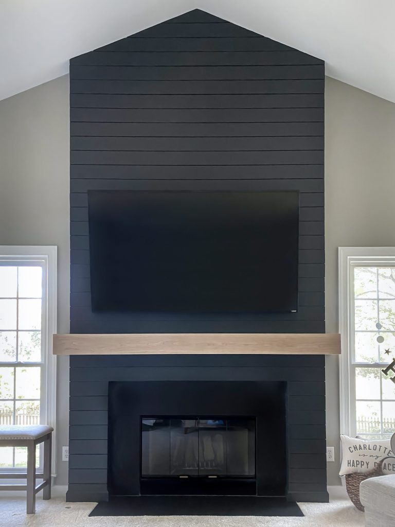 Black Fireplace Ideas with Shiplap