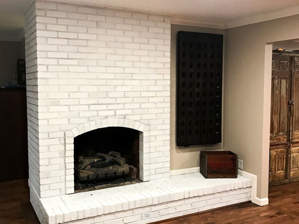 White Farmhouse Brick Fireplace