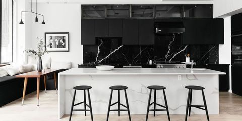Sleek Black and White Kitchen