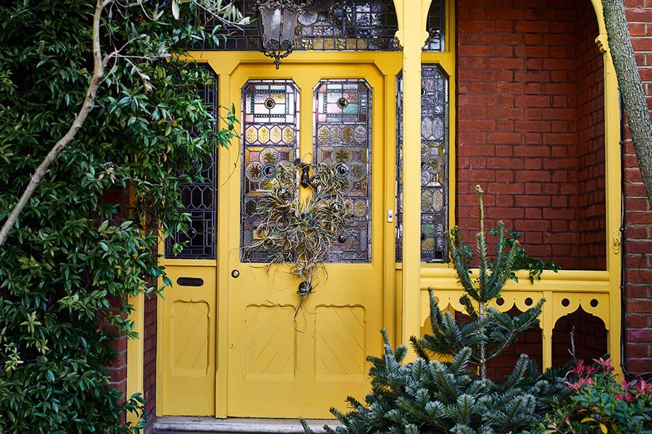 Yellow Stained Glass Door