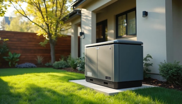 Efficient Backup Generator Installed in Backyard Ensures Reliable Home Power Supply During Outages