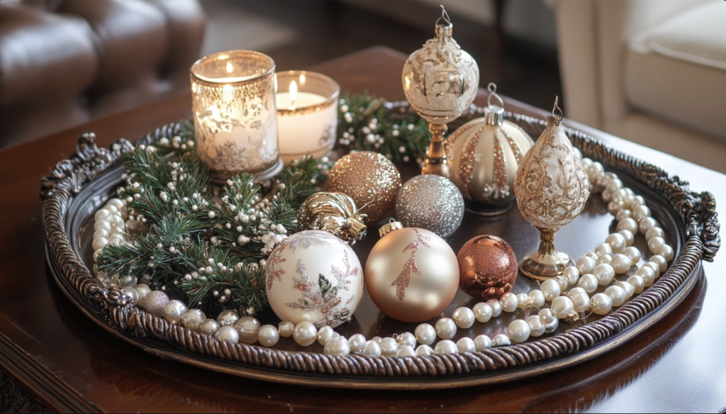 Antique Tray with Holiday Accents