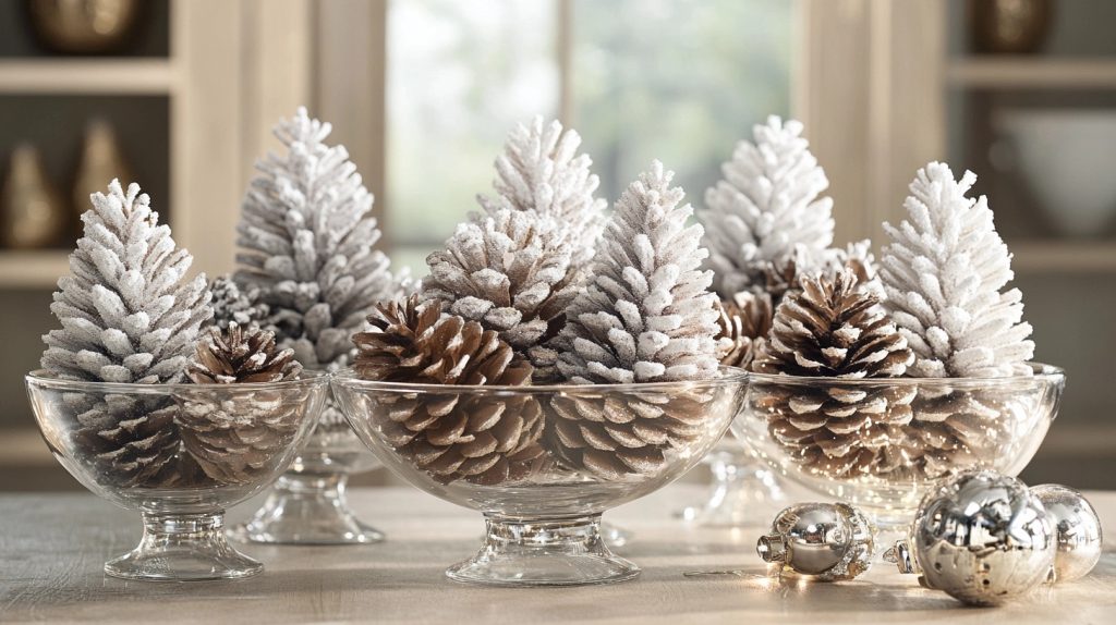 Frosted Pine Cone Displays