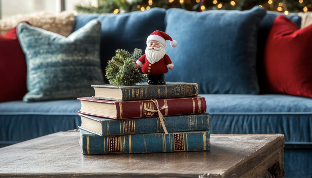 Stacked Books with Holiday Accents