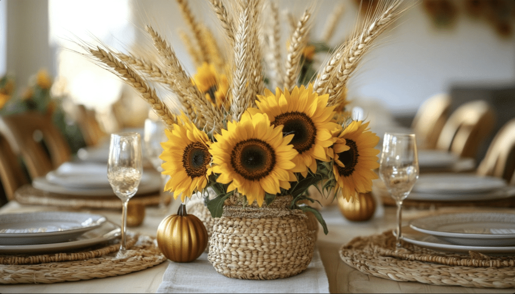 Sunflower and Wheat Display