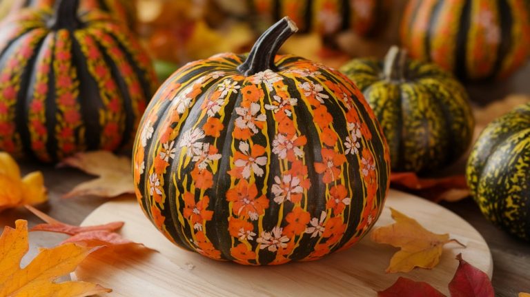 pressed flower pumpkins