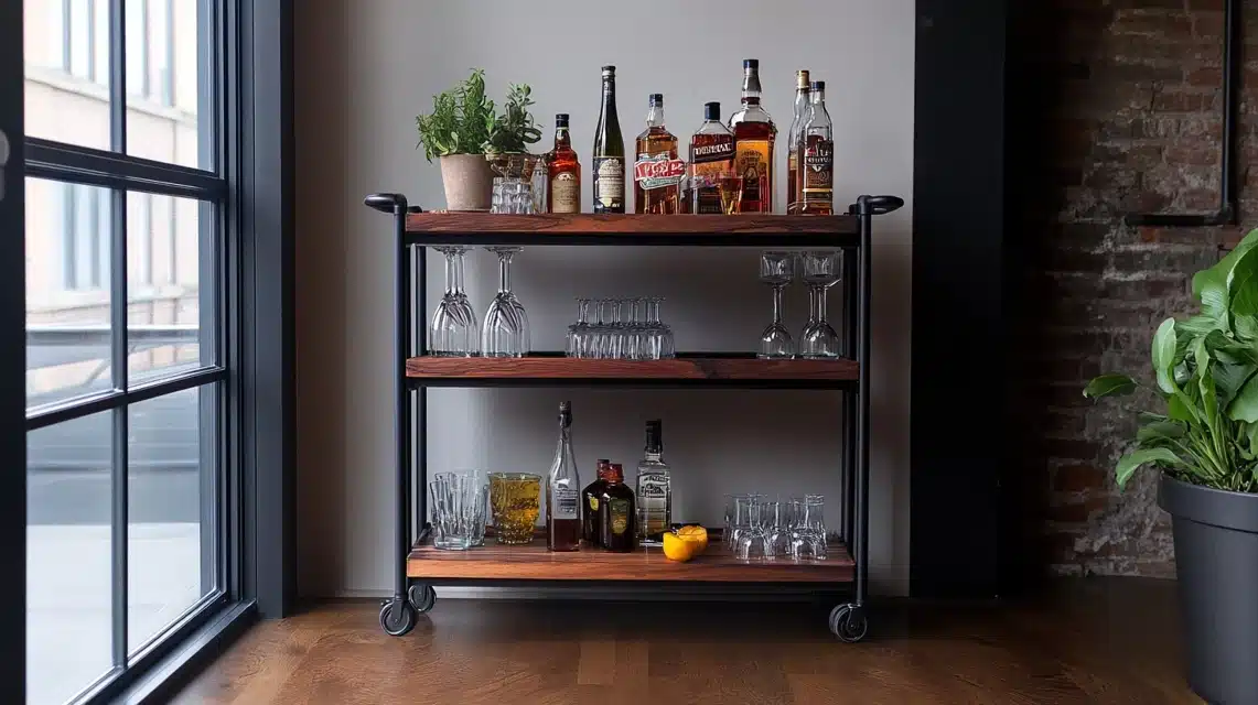 Bar Cart Converted into Shelving