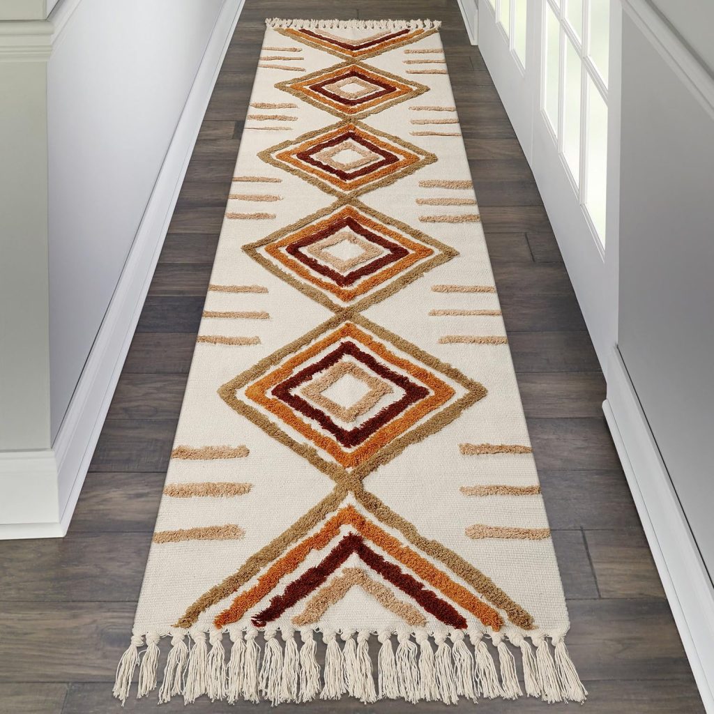 Boho Runner Rug with Tassels