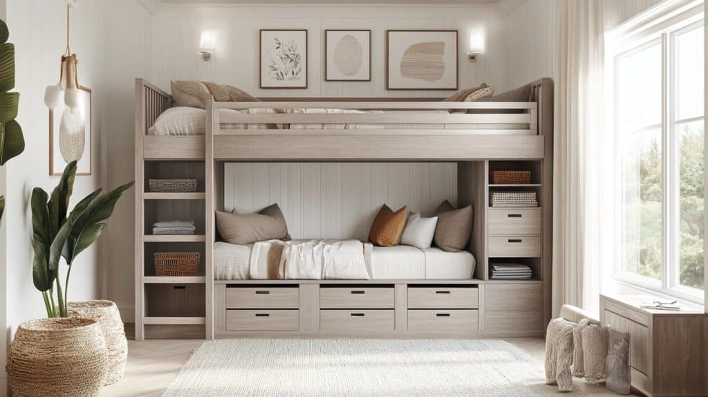 Bunk Beds with Shared Storage