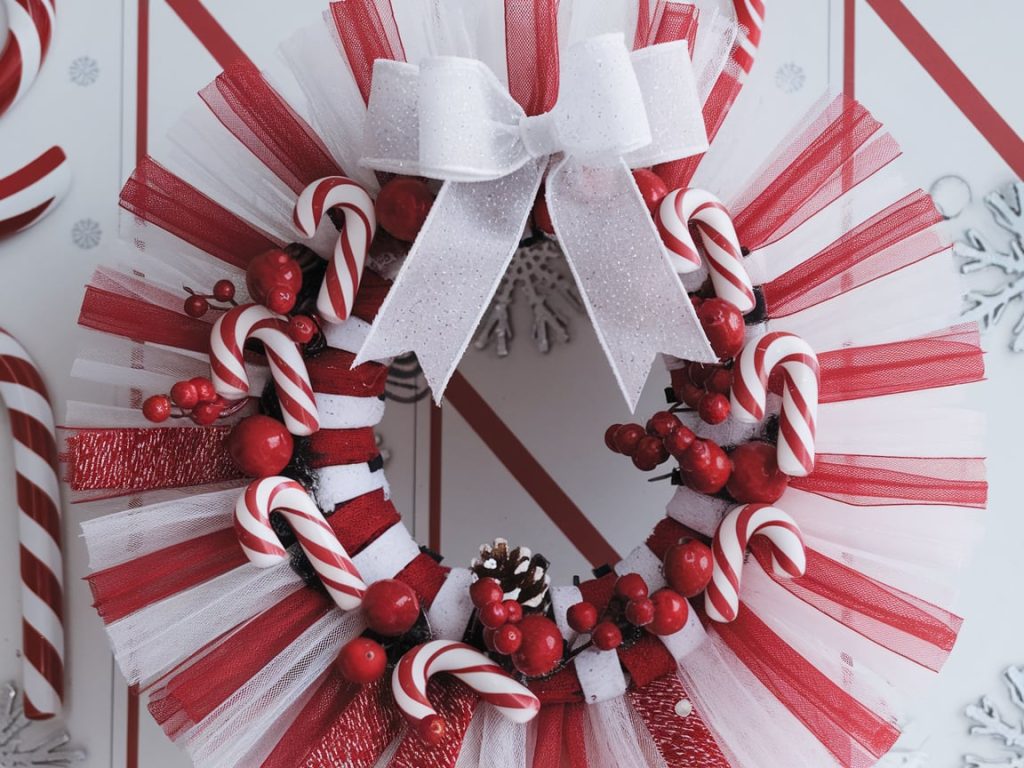 Candy Cane-Inspired Wreath