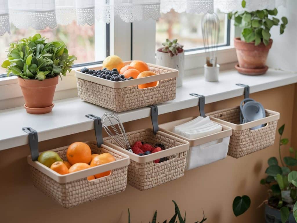 Clip-on storage baskets for easy organization