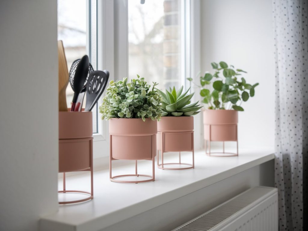 Compact pots with dual-purpose stands for storage and décor