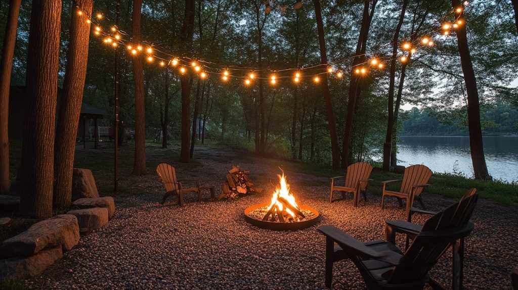 Fire Pit With String Lights