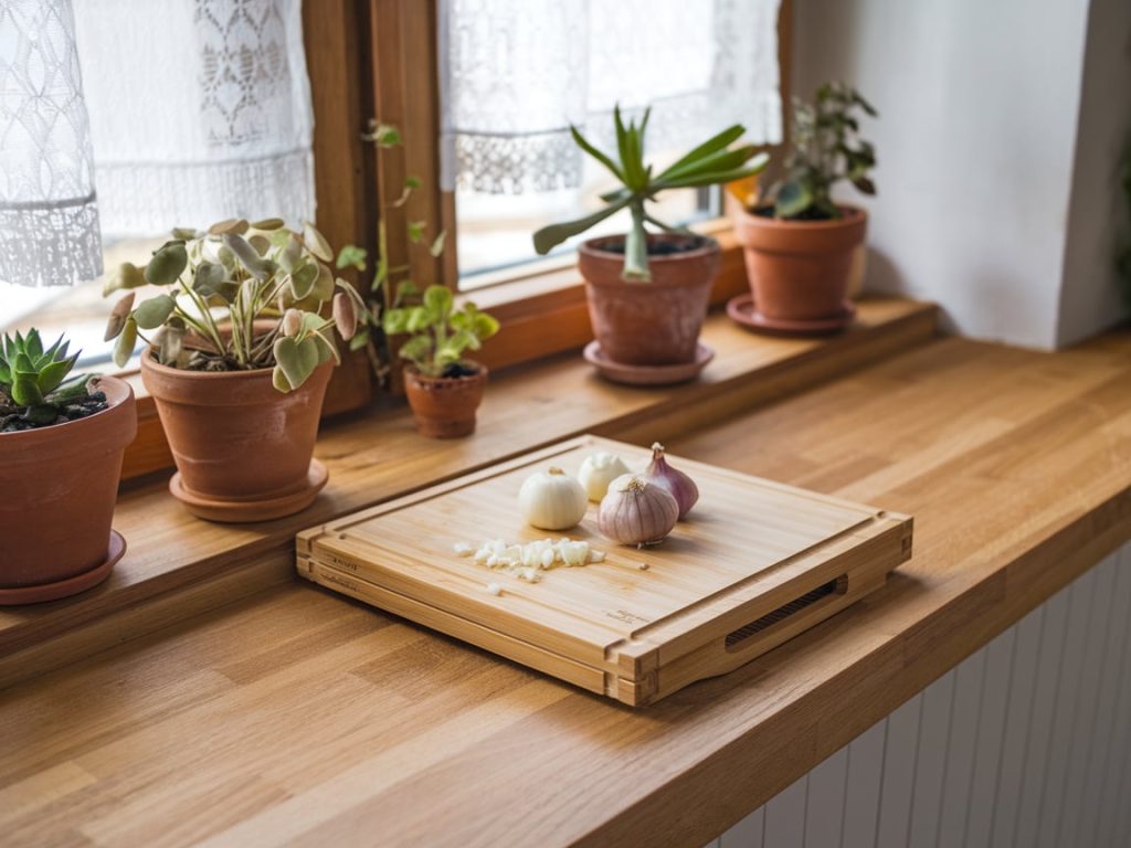 Foldable cutting boards to maximize counter space