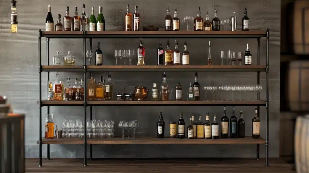 Industrial-Style Bar Shelving