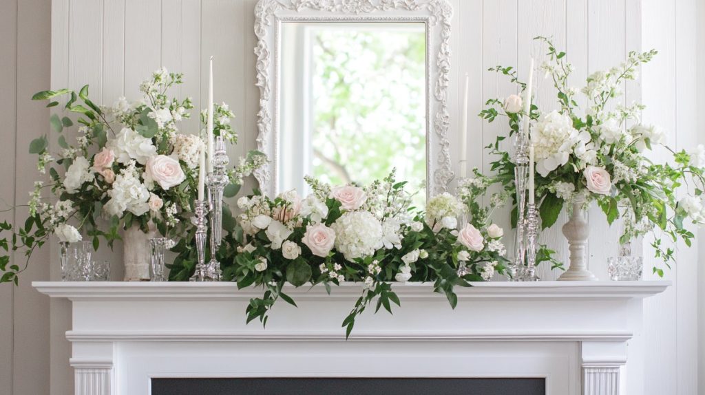 Large Mirror Surrounded by Spring Décor