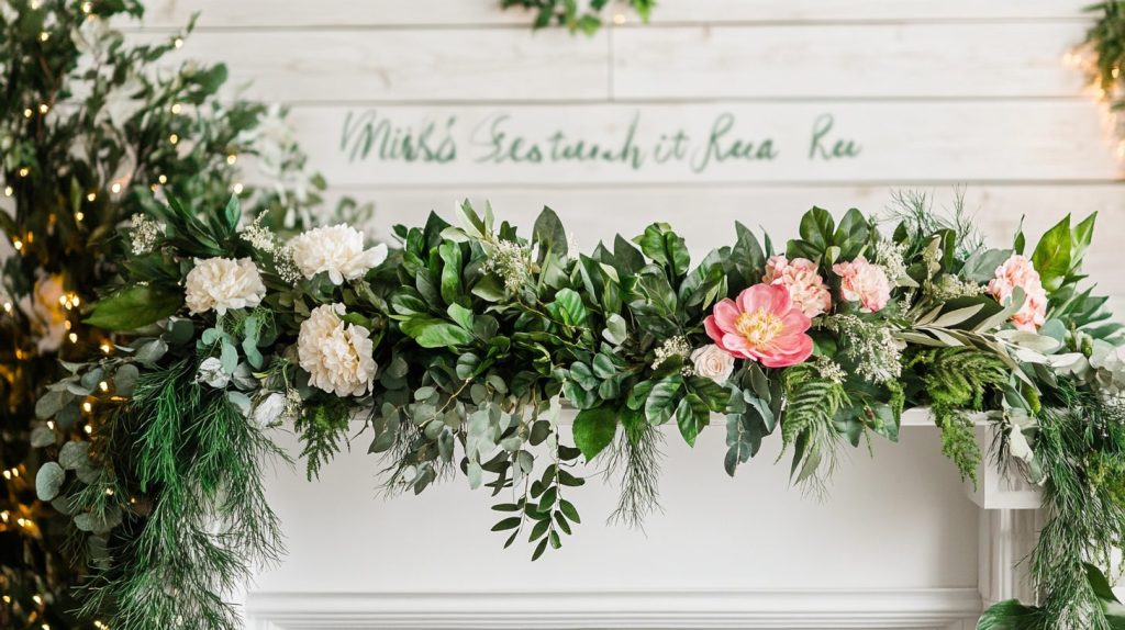 Mix of Faux Greenery and Vibrant Real Flowers