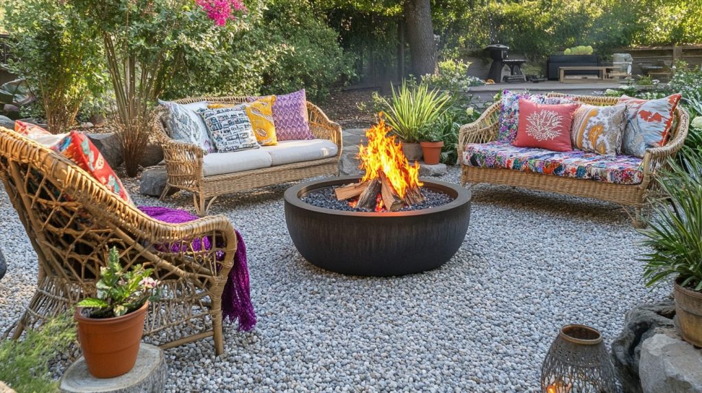 Modern Boho Fire Pit Area