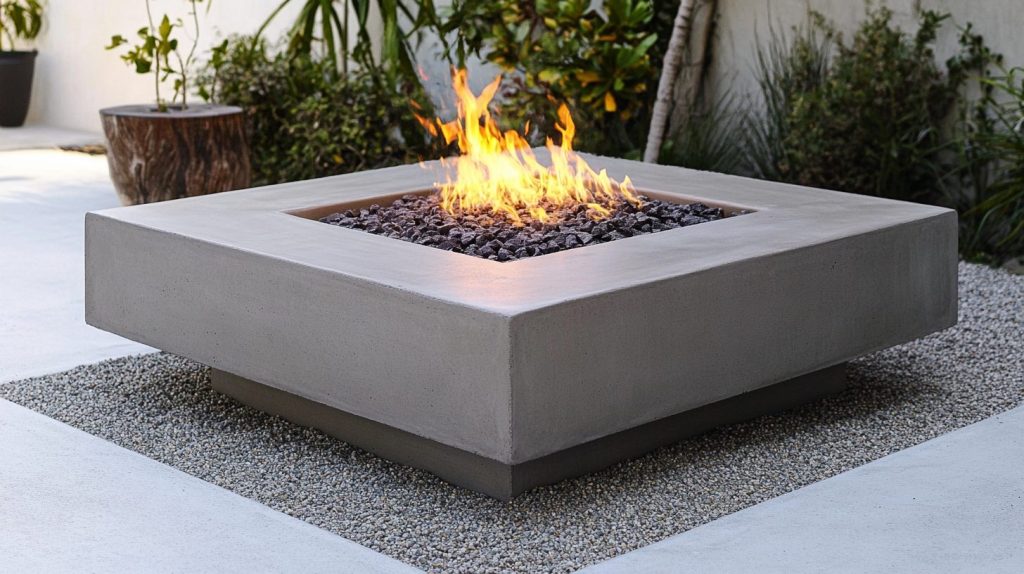 Modern Concrete And Gravel Fire Pit