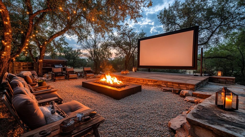 Outdoor Movie Fire Pit Area