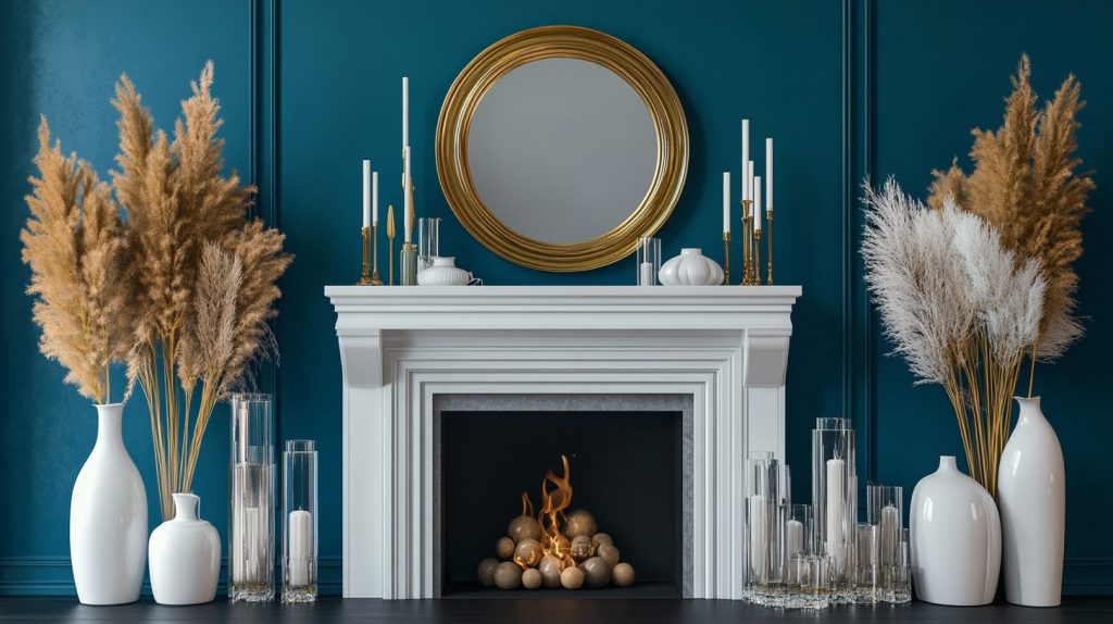 Painted Mantel in Jewel Tones with Boho Decor