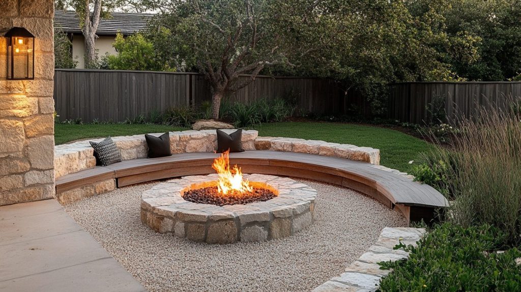 Pea Gravel With A Built-In Bench