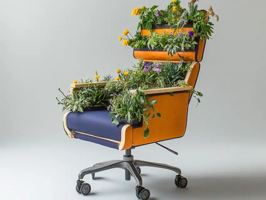 Repurposed Office Chair Planter