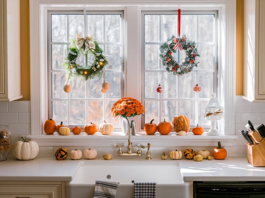 Seasonal décor accents like pumpkins or ornaments for festive vibes