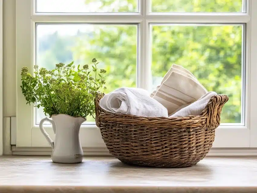 Small basket for holding napkins or tea towels