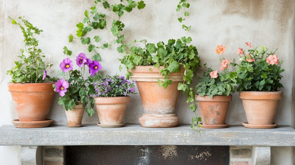 Terracotta Pots Filled With Wildflowers