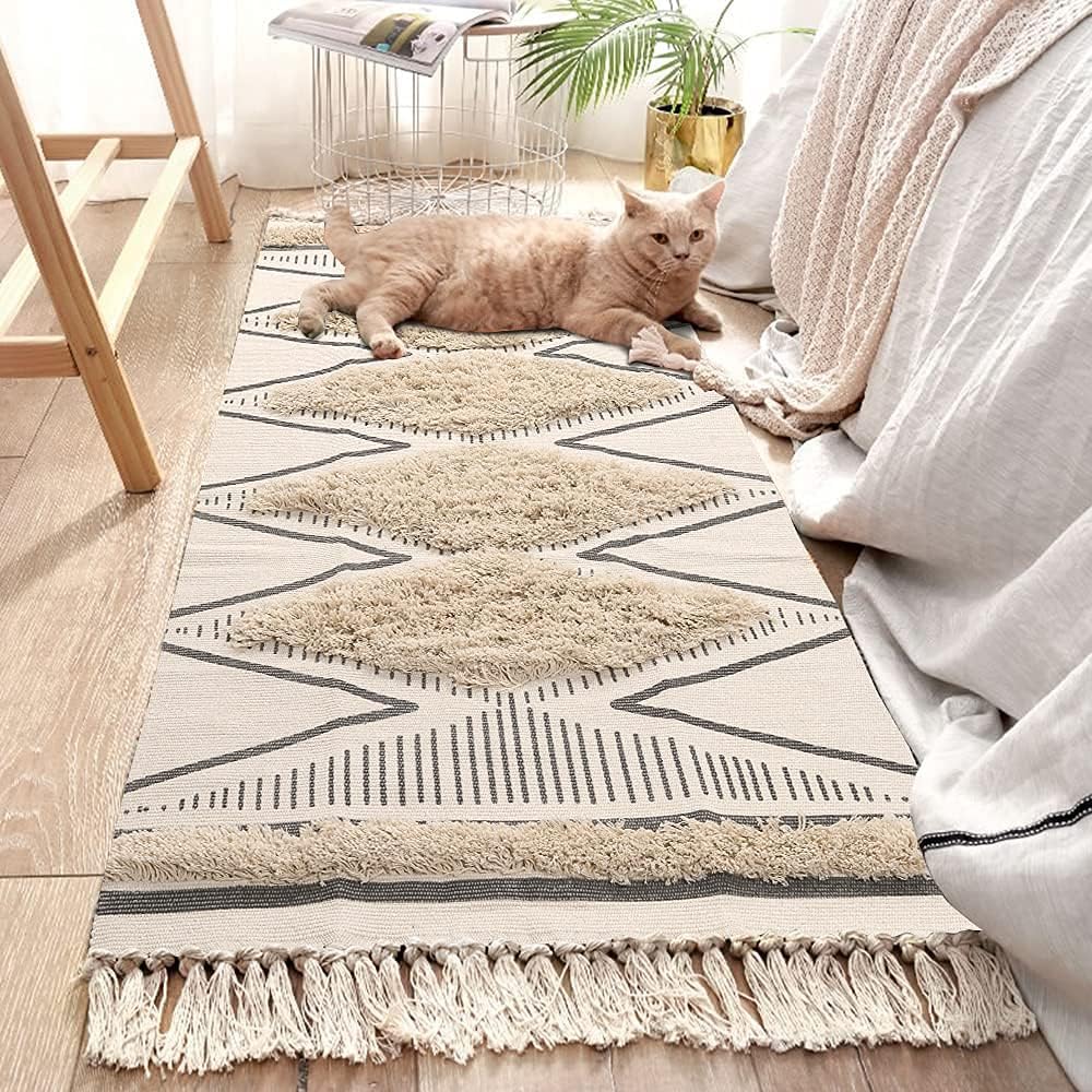 Tufted Geometric Farmhouse Hallway Rugs