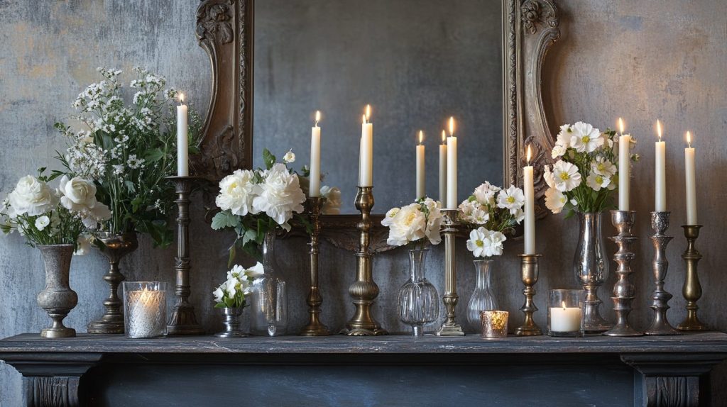 Vintage Candlesticks and Soft Ivory Candles