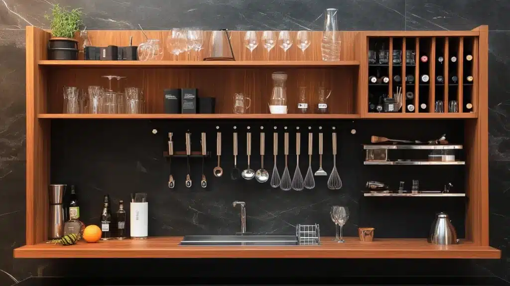 Wall-Mounted Bar Shelves with Storage