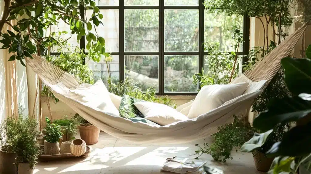 Bamboo and Canvas Hanging Hammock