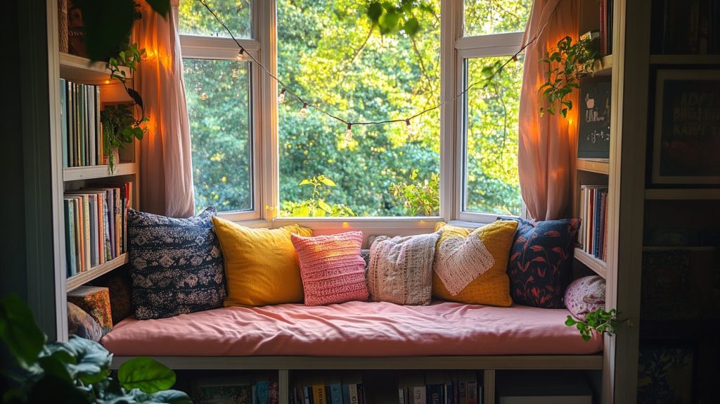 Bay Window With String Lights