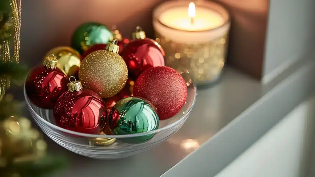 Bowl of Christmas Ornaments