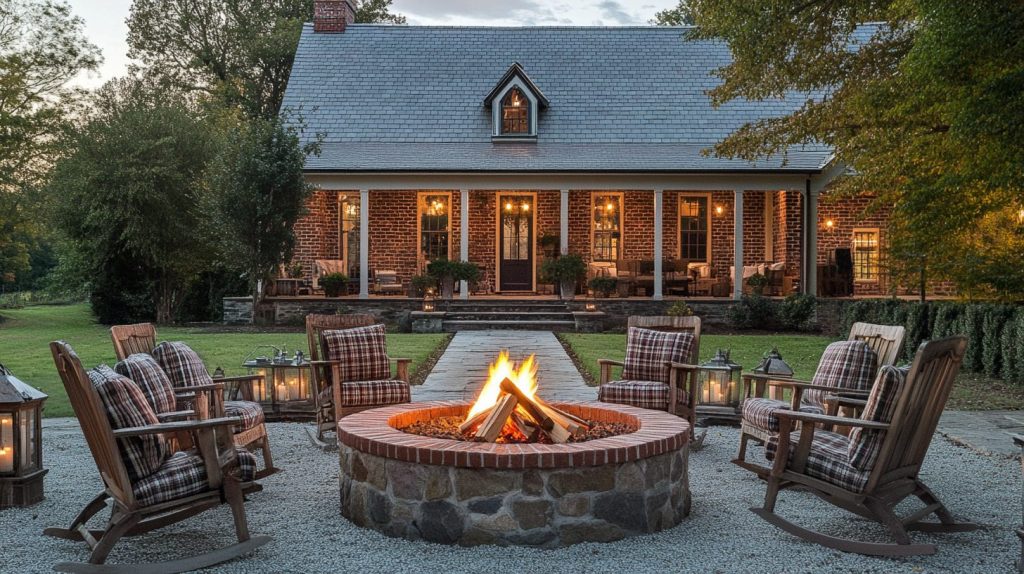 Brick Fire Pit With Stone Surround