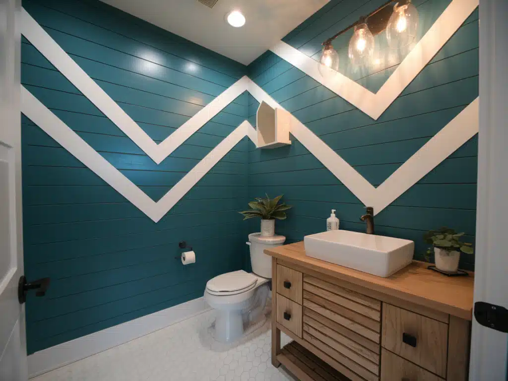 Chevron-patterned shiplap for a bold statement