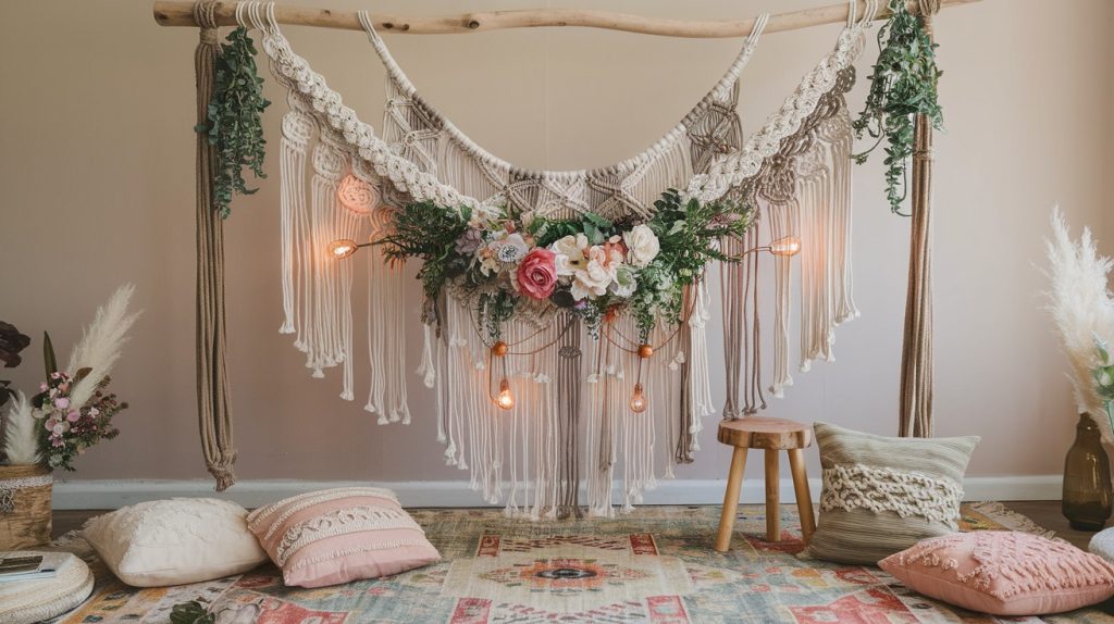 DIY macramé floral chandelier