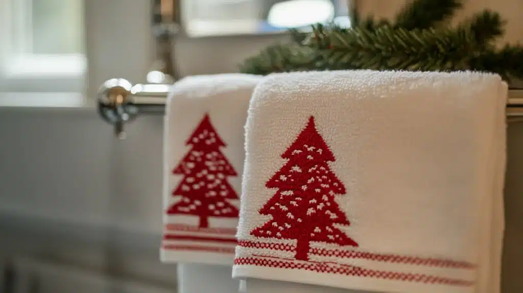 Embroidered Christmas Hand Towels