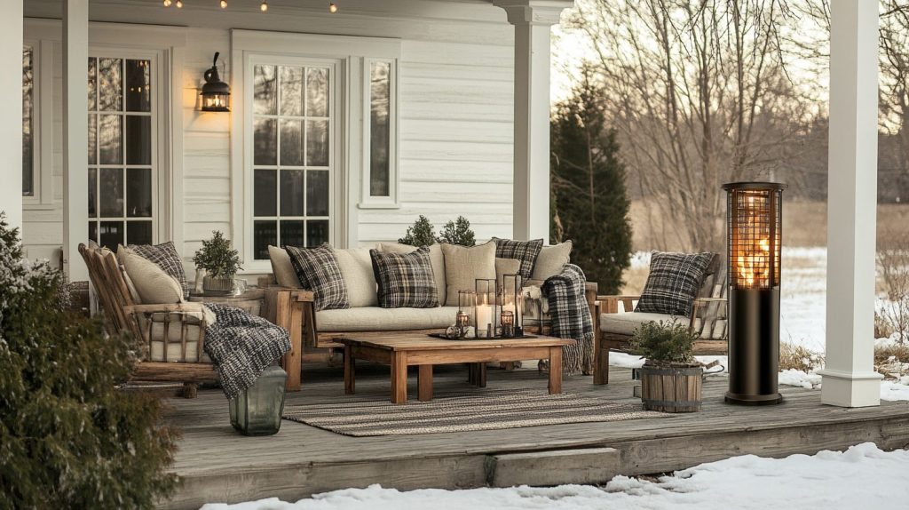 Farmhouse Patio With Outdoor Heater