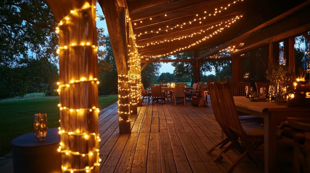 Farmhouse Patio With Rope Lights