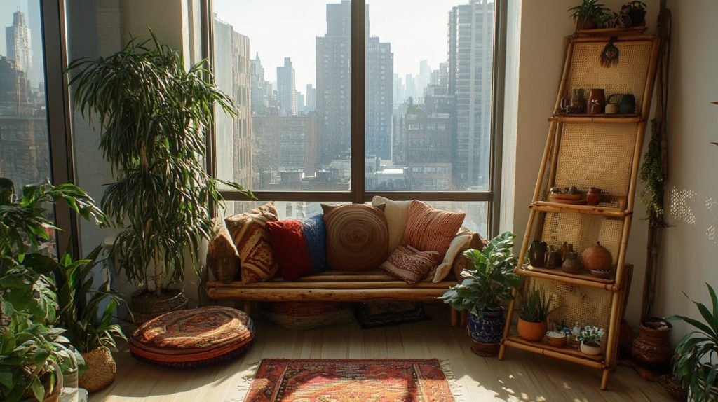 Floating Shelves with Curated Earthy Decor