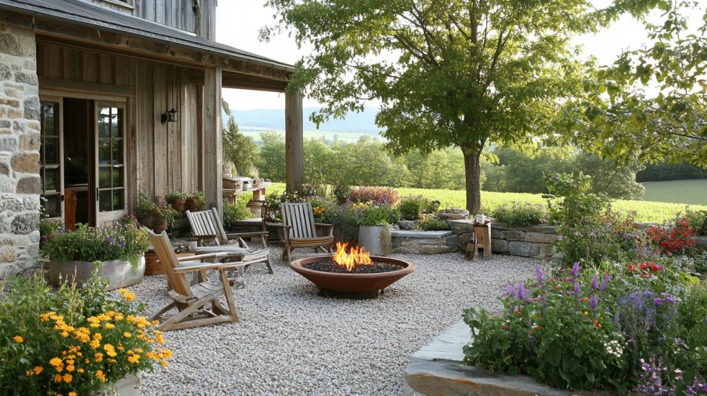  Gravel Patio With Wooden Accents