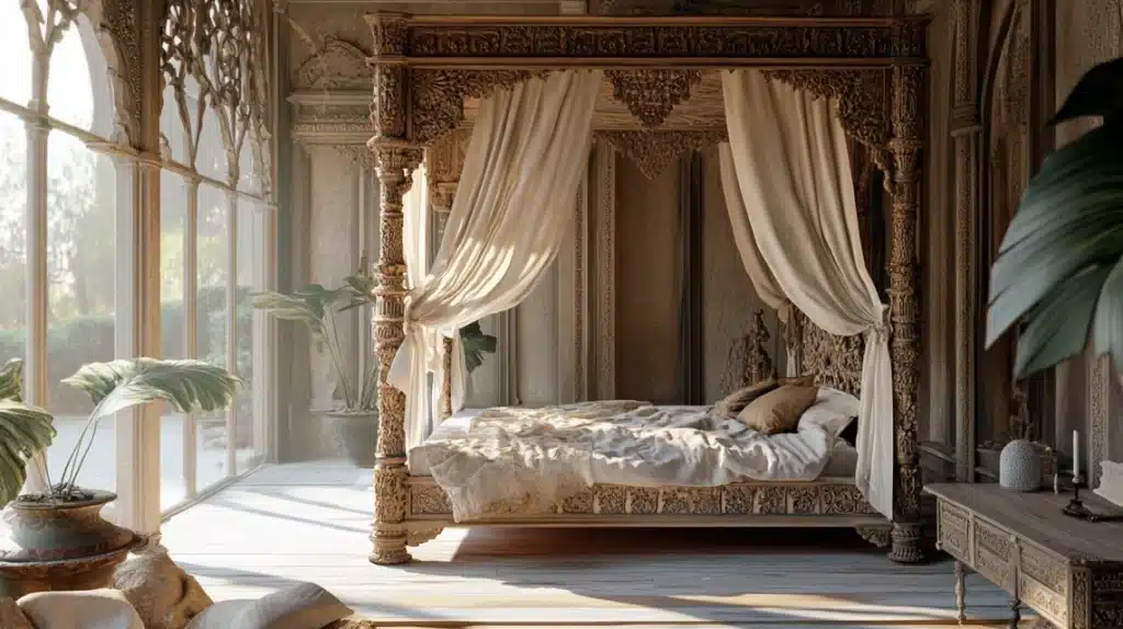 Hand-Carved Four-Poster Bed