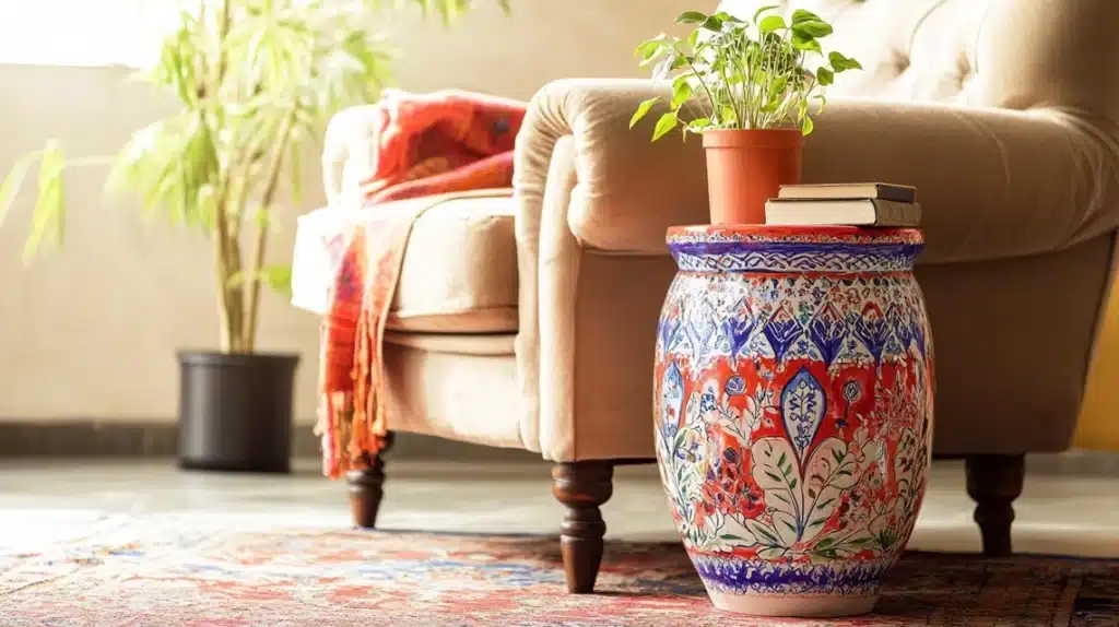 Hand-Painted Ceramic Garden Stool