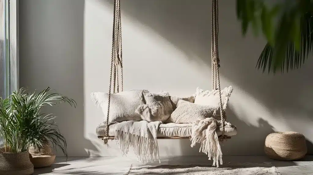 Hanging Rope Swing with Cushions