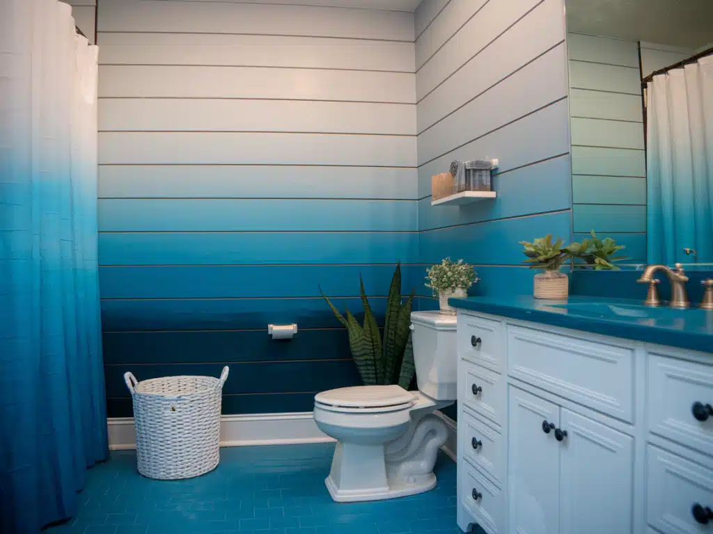 Horizontal shiplap painted with ombre colors