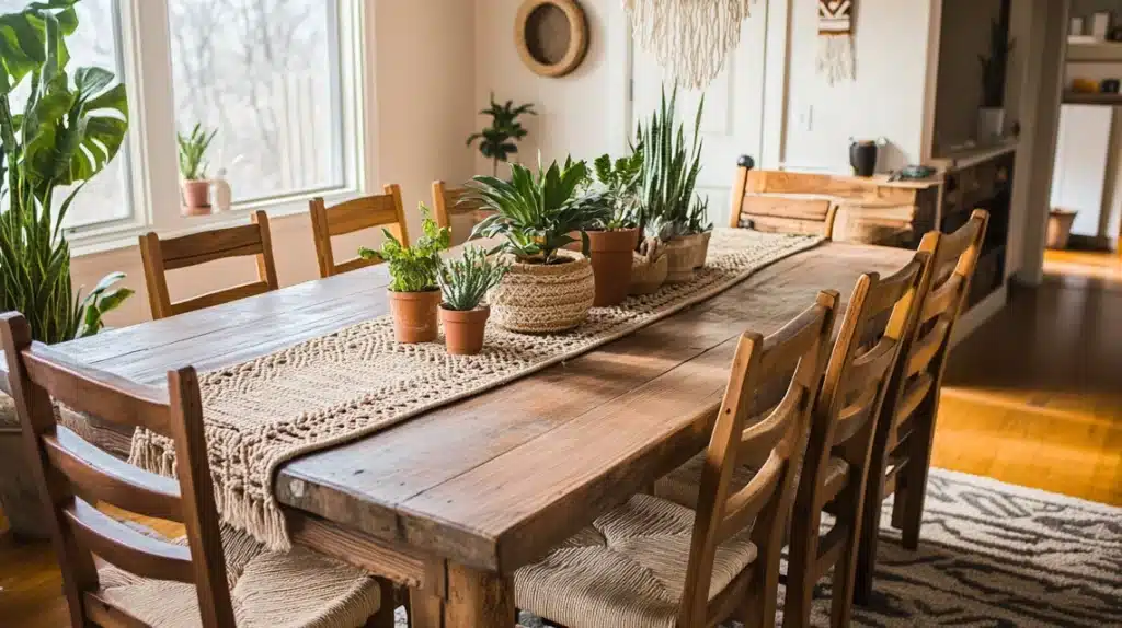 Ladder-Back Dining Chairs in Natural Wood