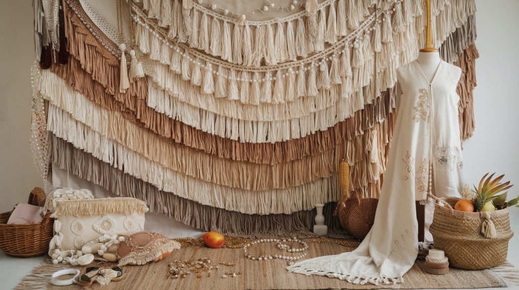 Layered Fringe Fabric in Neutral Tones